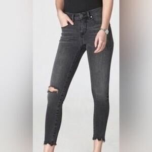 Lola Jeans Mid Rise Black Distressed Jeans Size 25 NWT